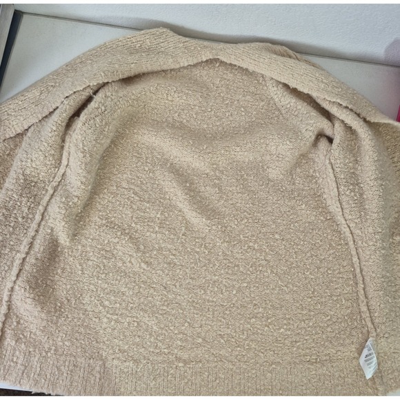 Free People Sweater Womens M Beige Wool Blend Chunky Fuzzy Long Cardigan - Picture 3 of 10